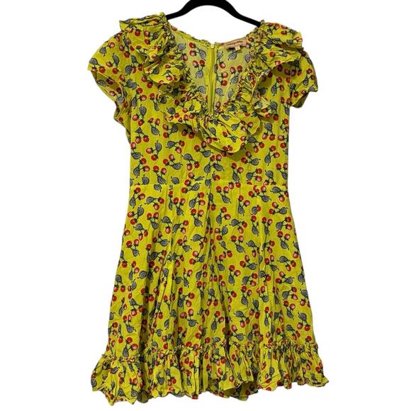 Muzungu Sisters 100% Cotton Yellow Berry Snail Acid Julia Mini Dress Size Large - Picture 2 of 5